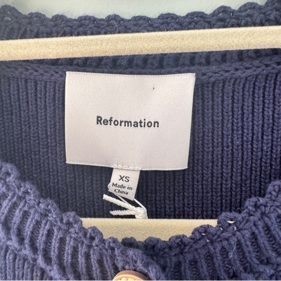 REFORMATION Catalina Navy Cotton Mini Knit Dress XS NWT - Picture 13 of 15
